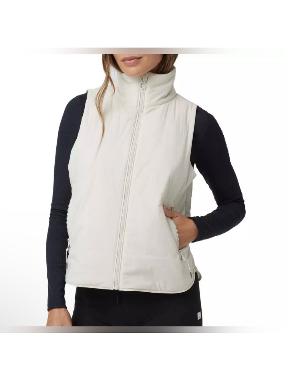 Vuori Women's Ivory Quilted Zip-Up Vest